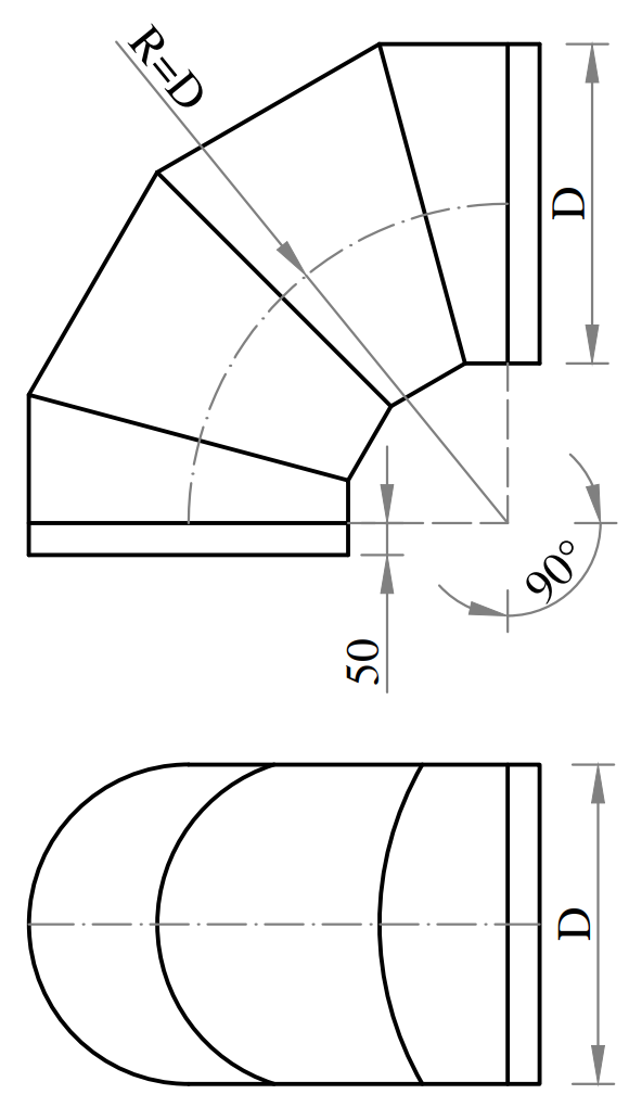 Bogen 90° · 4 Segment rund
