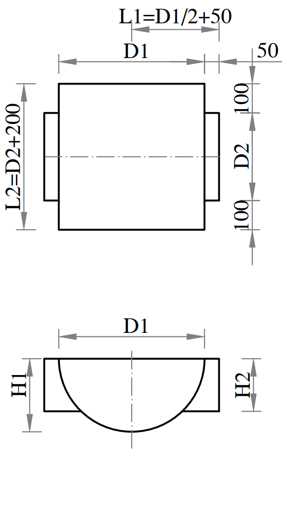 T-Stück halbrund