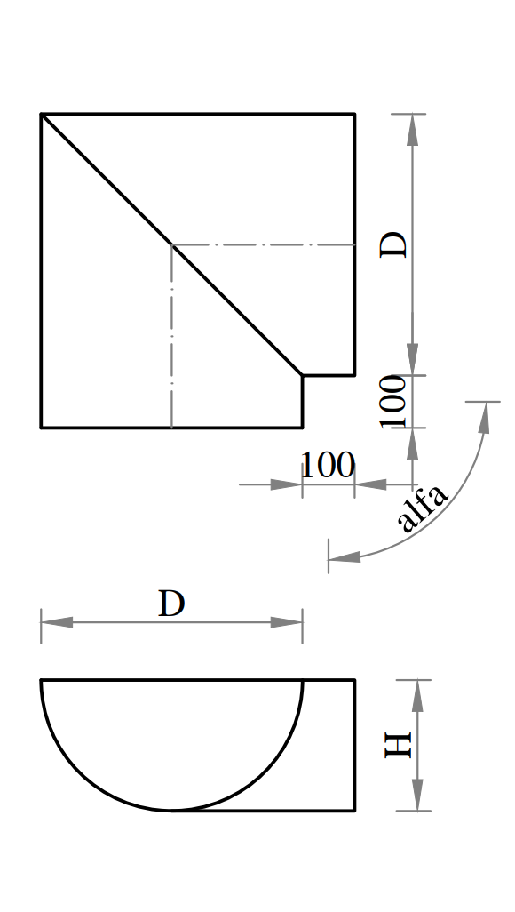 Bogen 2 Segment halbrund